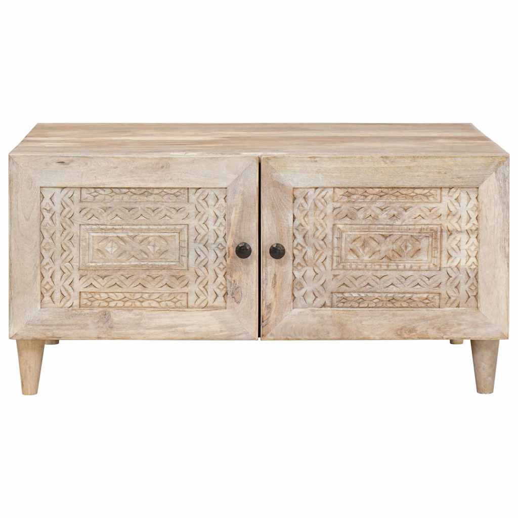 Salontafel met opslag Beige 80 x 50 x 40 cm Massief acaciahout