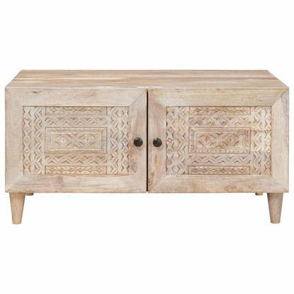 Salontafel met opslag Beige 80 x 50 x 40 cm Massief acaciahout