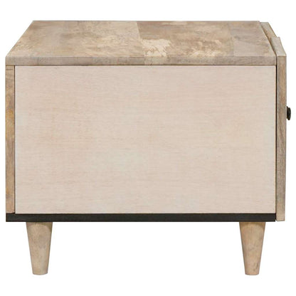 Salontafel met opslag Beige 80 x 50 x 40 cm Massief acaciahout