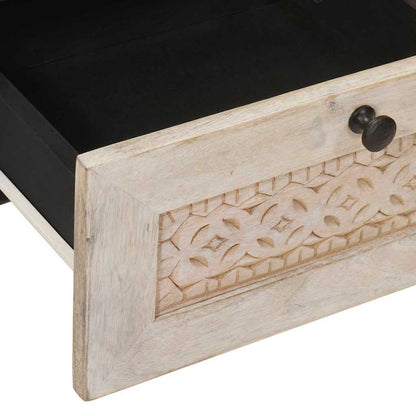 Nachtkastje met lade Beige 40 x 33 x 46 cm Massief acaciahout