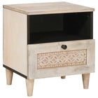 Nachtkastje massief acaciahout 40x33x46 cm beige lade