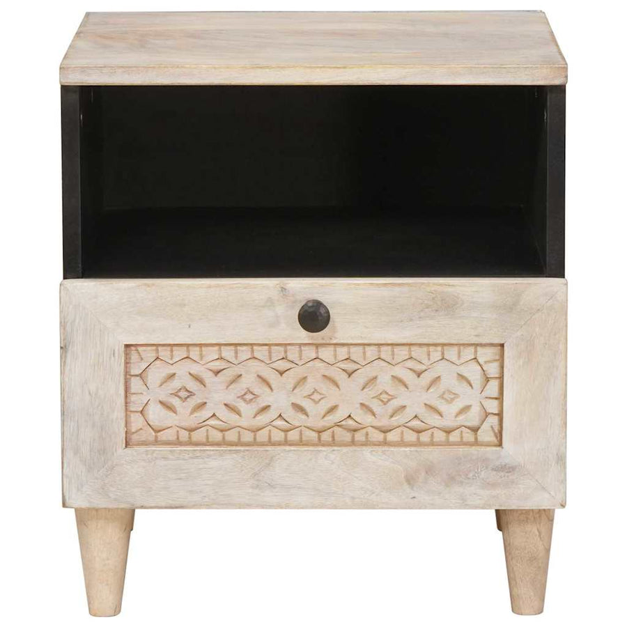 Nachtkastje met lade Beige 40 x 33 x 46 cm Massief acaciahout