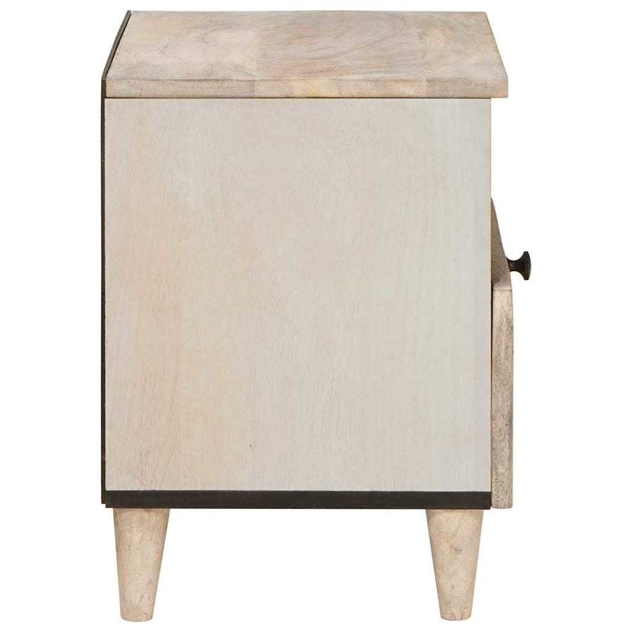 Nachtkastje met lade Beige 40 x 33 x 46 cm Massief acaciahout