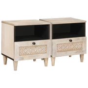Nachtkastje massief acaciahout 40x33x46 cm beige