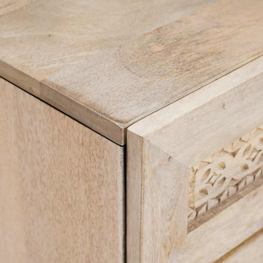 Nachtkastje met lade Beige 50 x 33 x 60 cm Massief acaciahout
