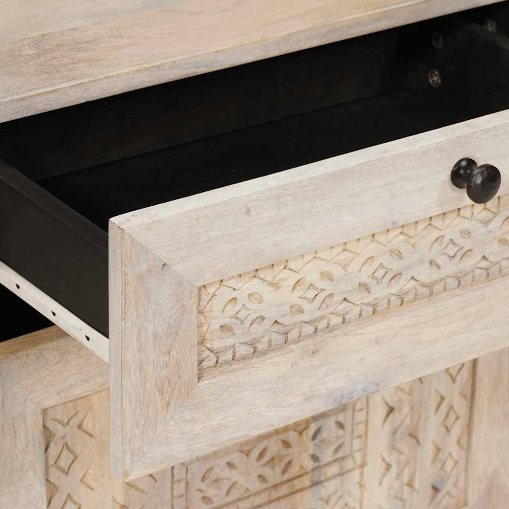 Nachtkastje met lade Beige 50 x 33 x 60 cm Massief acaciahout