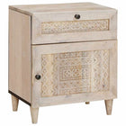 Nachtkastje massief acaciahout 50x33x60 cm beige