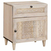 Nachtkastje massief acaciahout 50x33x60 cm beige