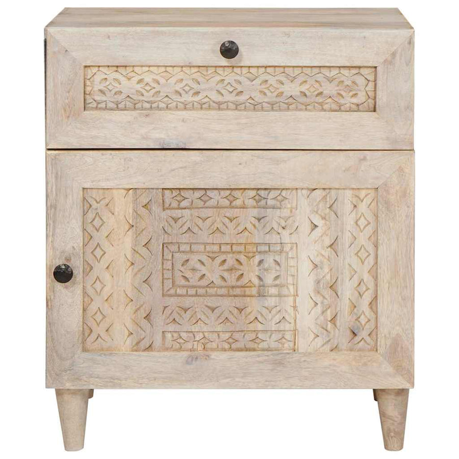 Nachtkastje met lade Beige 50 x 33 x 60 cm Massief acaciahout