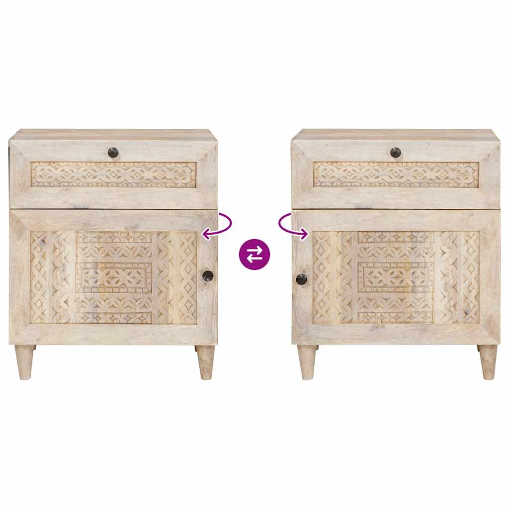 Nachtkastje met lade Beige 50 x 33 x 60 cm Massief acaciahout