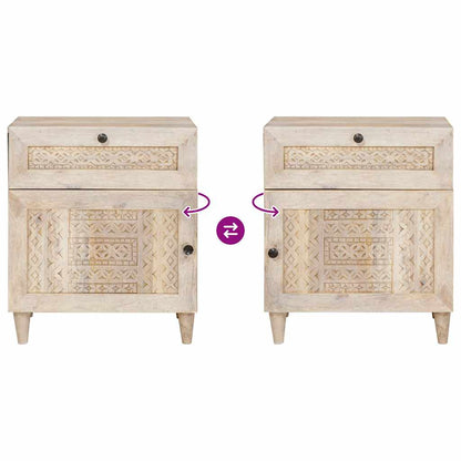 Nachtkastje met lade Beige 50 x 33 x 60 cm Massief acaciahout