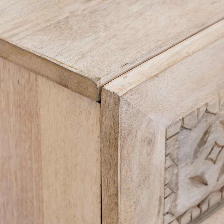 Nachtkastje met lade Beige 50 x 33 x 62 cm Massief acaciahout