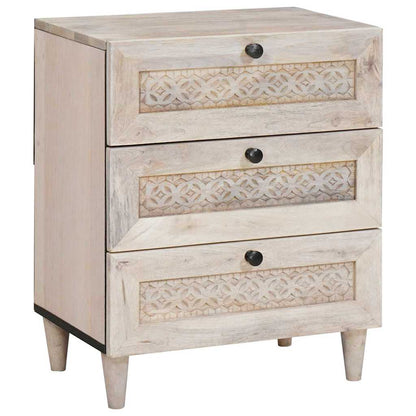 Nachtkastje met lade Beige 50 x 33 x 62 cm Massief acaciahout