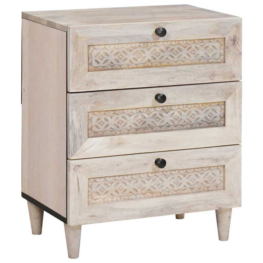 Nachtkastje met lade Beige 50 x 33 x 62 cm Massief acaciahout