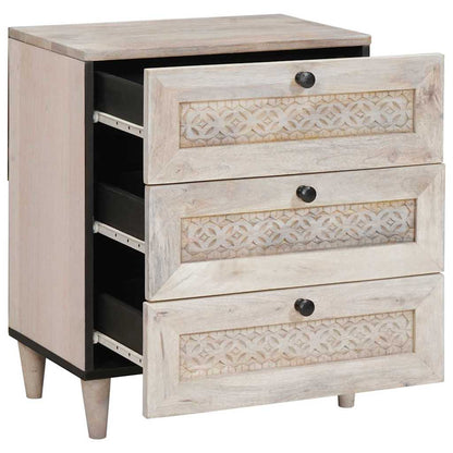 Nachtkastje met lade Beige 50 x 33 x 62 cm Massief acaciahout
