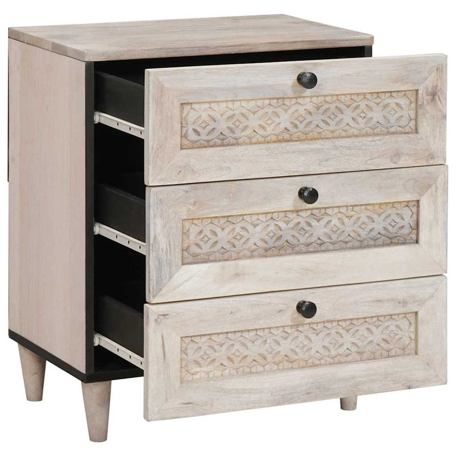 Nachtkastje met lade Beige 50 x 33 x 62 cm Massief acaciahout