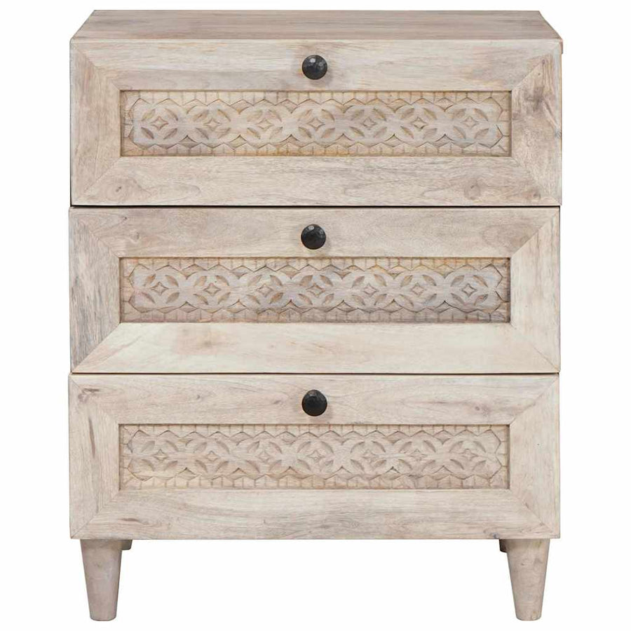 Nachtkastje met lade Beige 50 x 33 x 62 cm Massief acaciahout