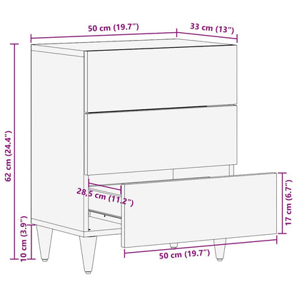 Nachtkastje met lade Beige 50 x 33 x 62 cm Massief acaciahout