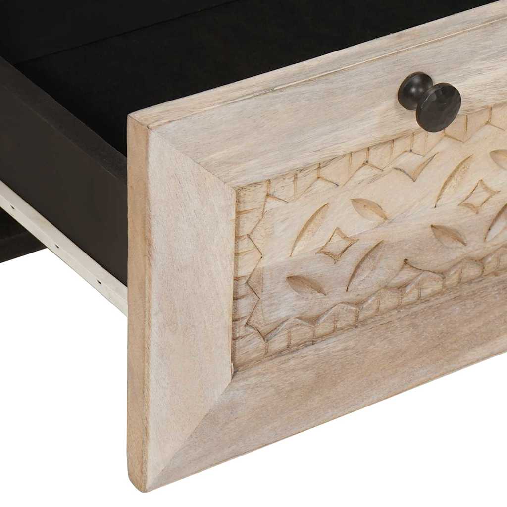 Nachtkastje met lade Beige 50 x 33 x 62 cm Massief acaciahout