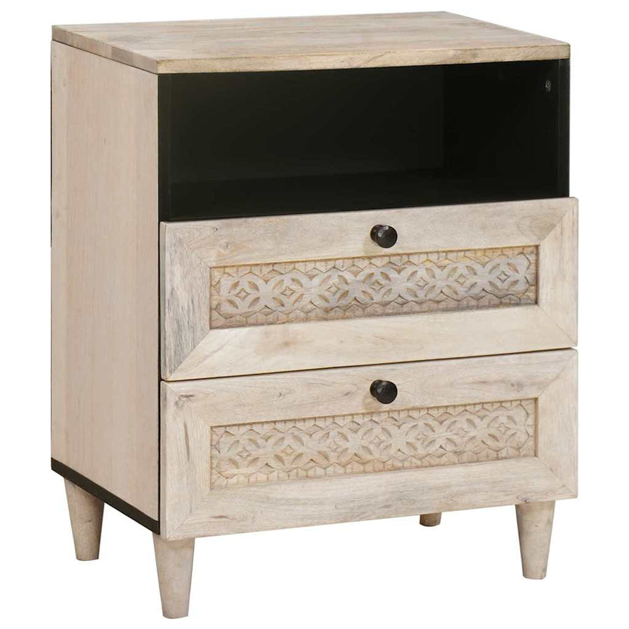 Nachtkastje met lade Beige 50 x 33 x 62 cm Massief acaciahout