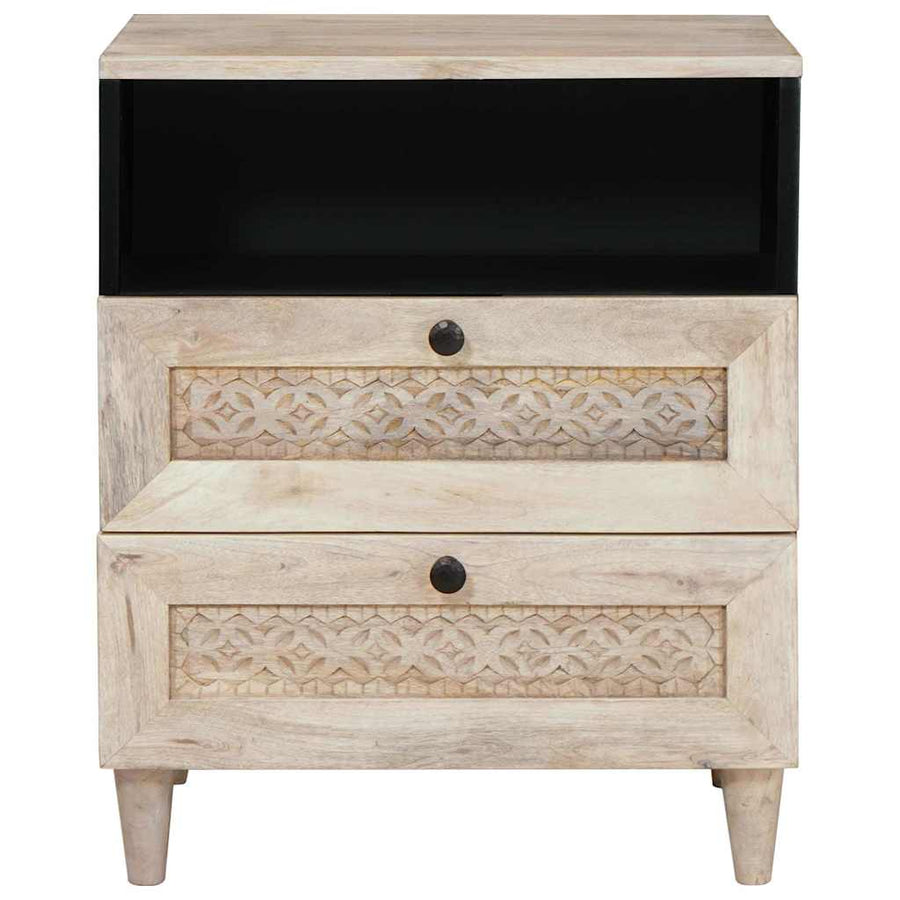 Nachtkastje met lade Beige 50 x 33 x 62 cm Massief acaciahout