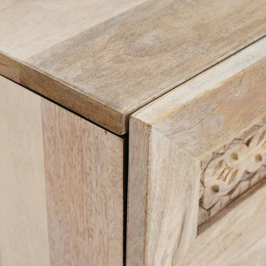 Nachtkastje met lade Beige 50 x 33 x 60 cm Massief acaciahout