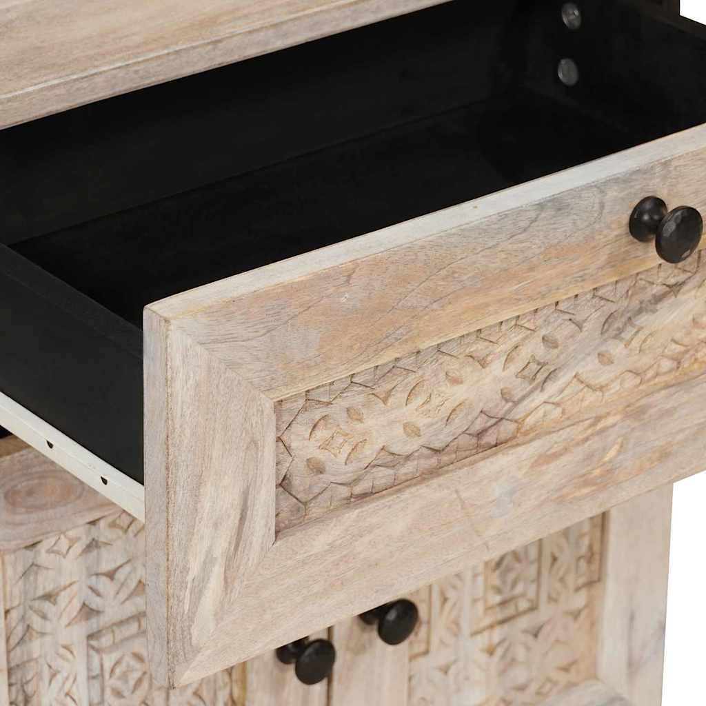 Nachtkastje met lade Beige 50 x 33 x 60 cm Massief acaciahout