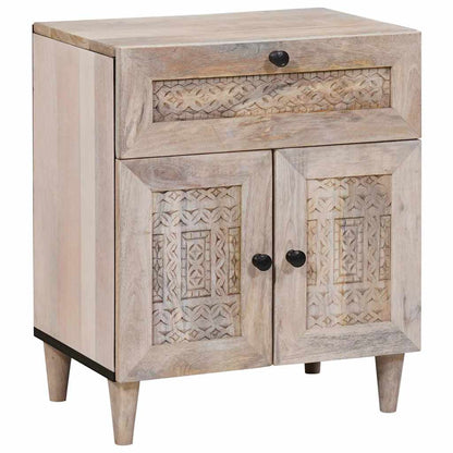 Nachtkastje met lade Beige 50 x 33 x 60 cm Massief acaciahout