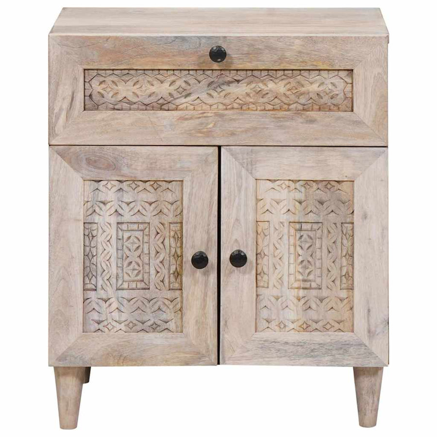 Nachtkastje met lade Beige 50 x 33 x 60 cm Massief acaciahout
