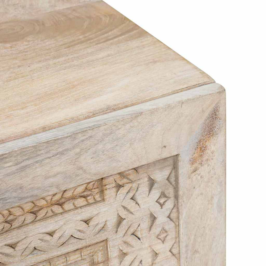 Salontafel met plank Beige 100 x 54 x 40 cm massief mangohout
