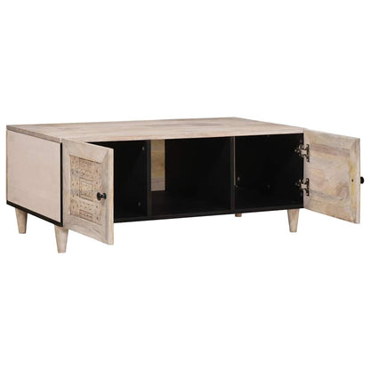 Salontafel met plank Beige 100 x 54 x 40 cm massief mangohout