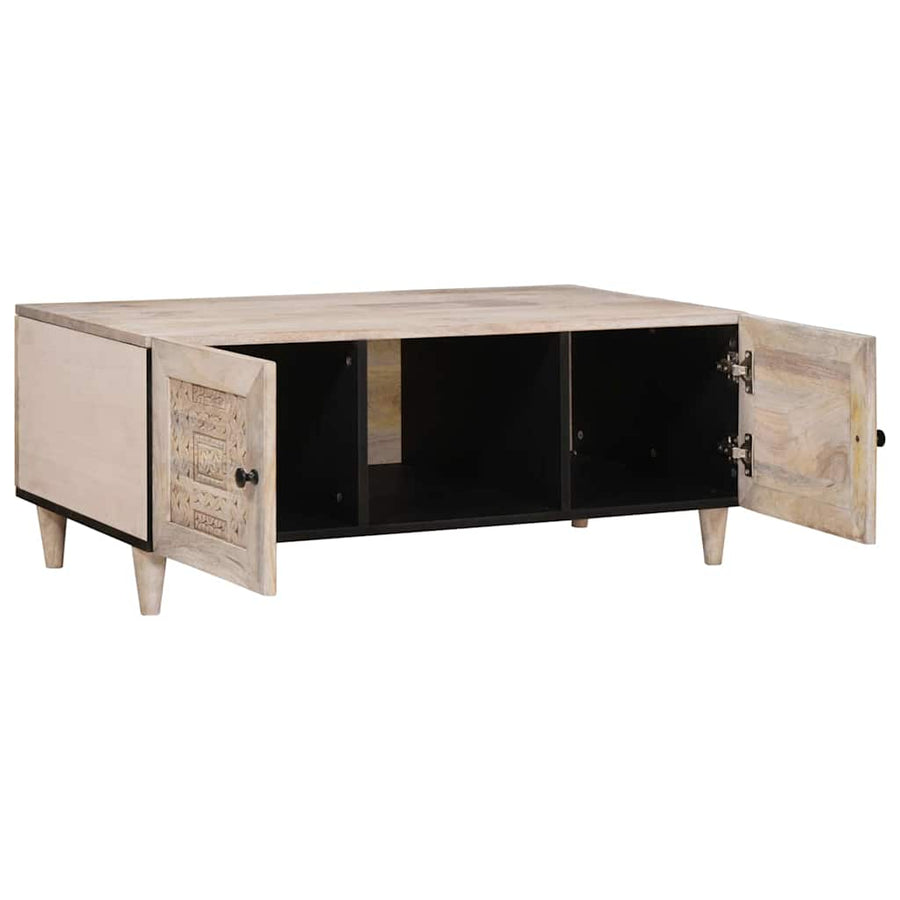 Salontafel met plank Beige 100 x 54 x 40 cm massief mangohout
