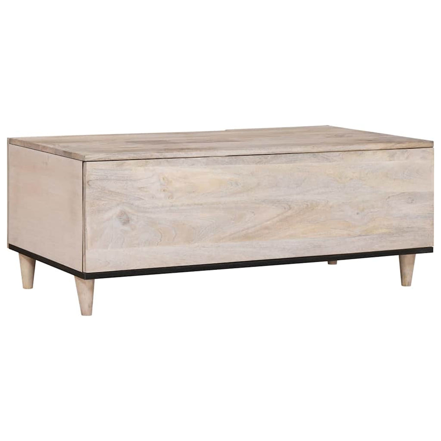 Salontafel met plank Beige 100 x 54 x 40 cm massief mangohout