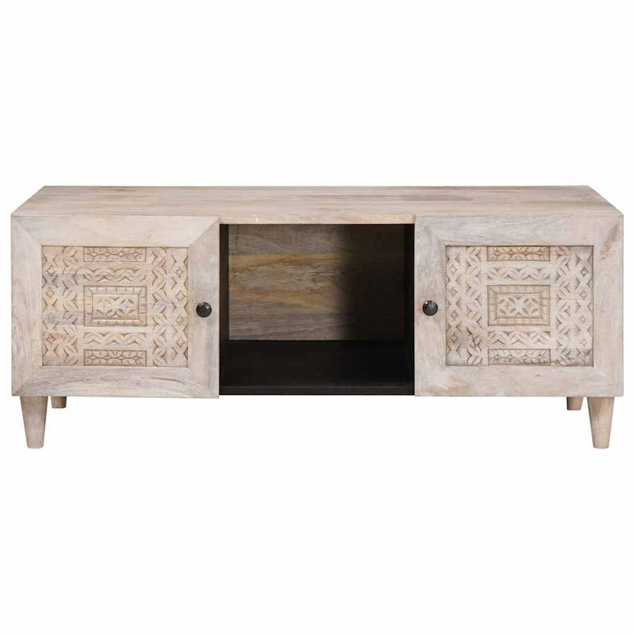 Salontafel met plank Beige 100 x 54 x 40 cm massief mangohout