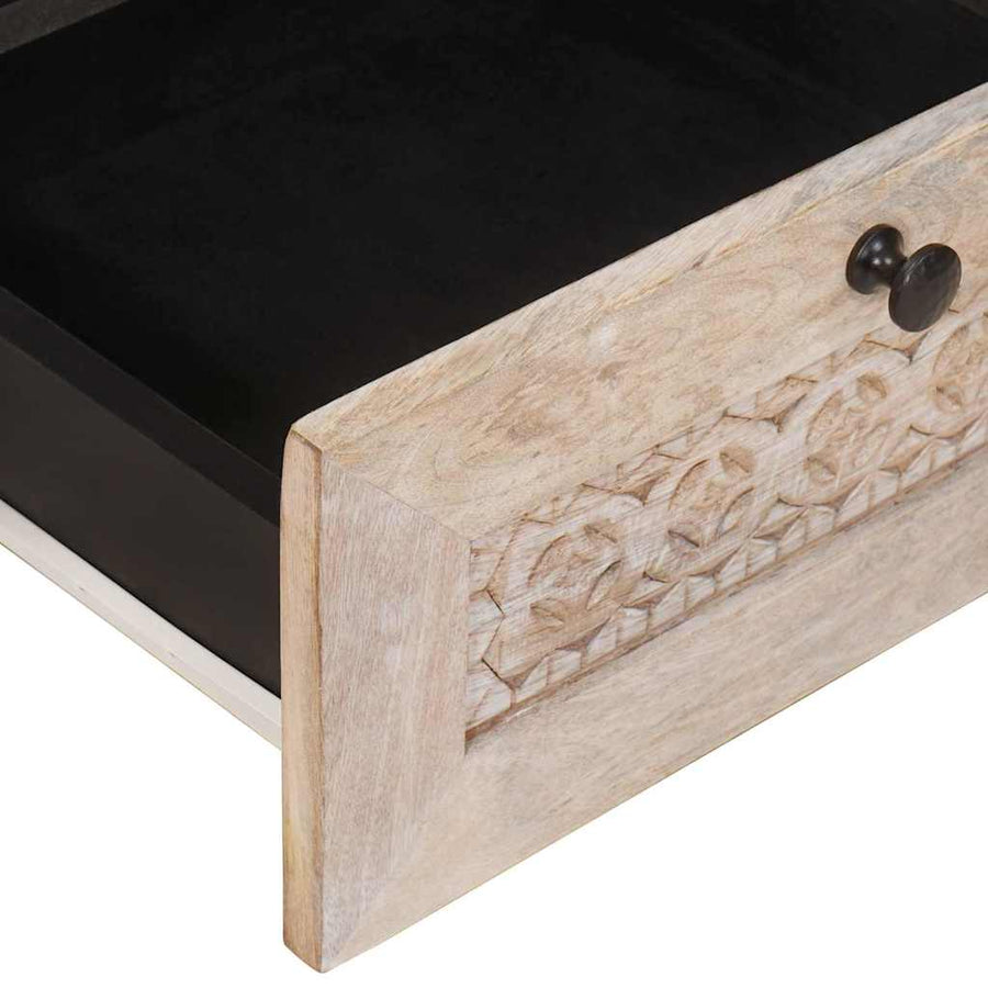 Salontafel met lade Wit 80 x 54 x 40 cm Massief acaciahout