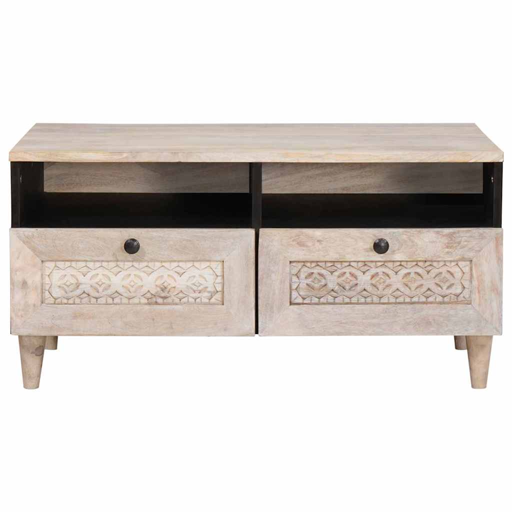 Salontafel met lade Wit 80 x 54 x 40 cm Massief acaciahout