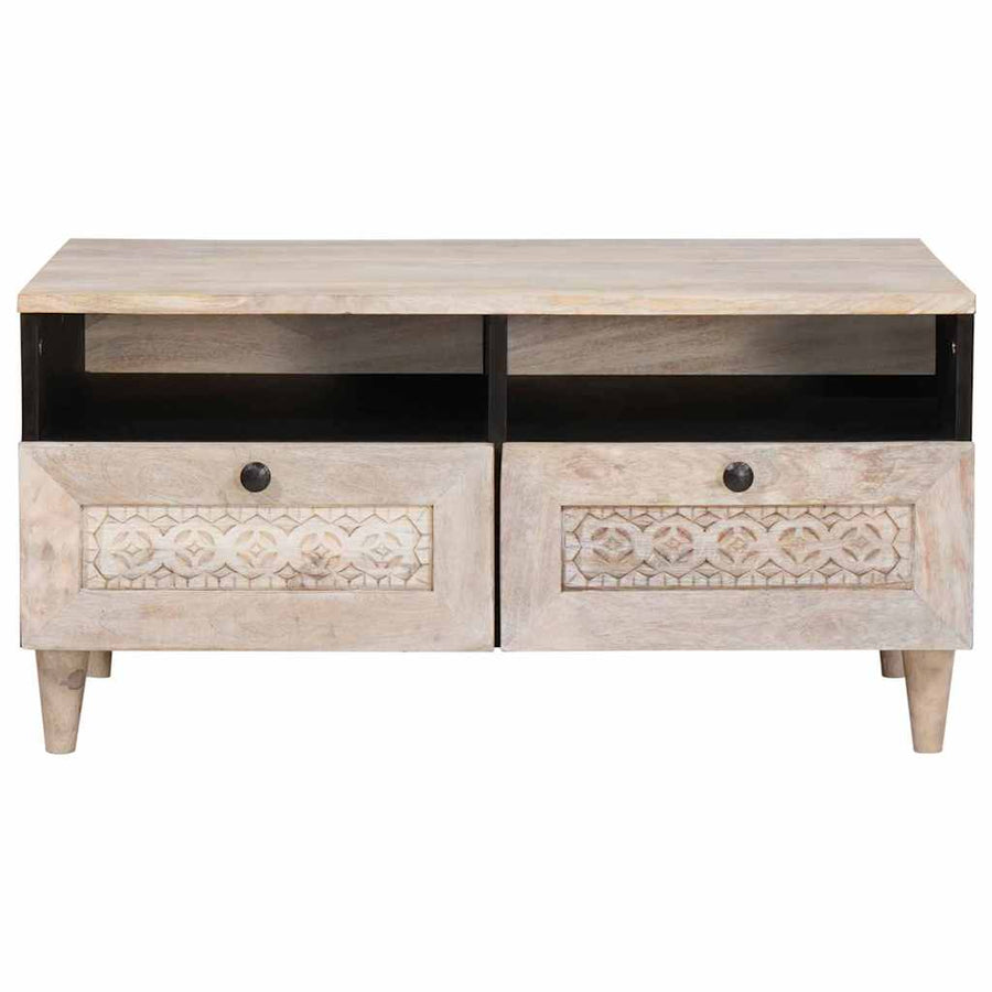 Salontafel met lade Wit 80 x 54 x 40 cm Massief acaciahout