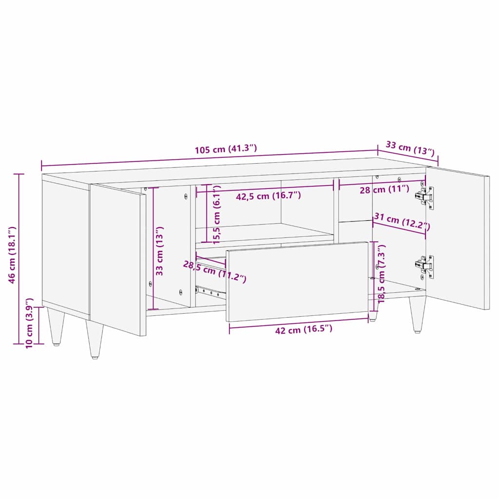 TV Eenheden met lade Wit 105 x 33 x 46 cm Bewerkt hout