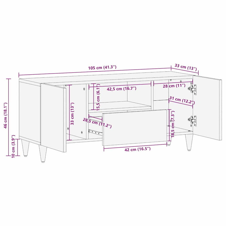 TV Eenheden met lade Wit 105 x 33 x 46 cm Bewerkt hout