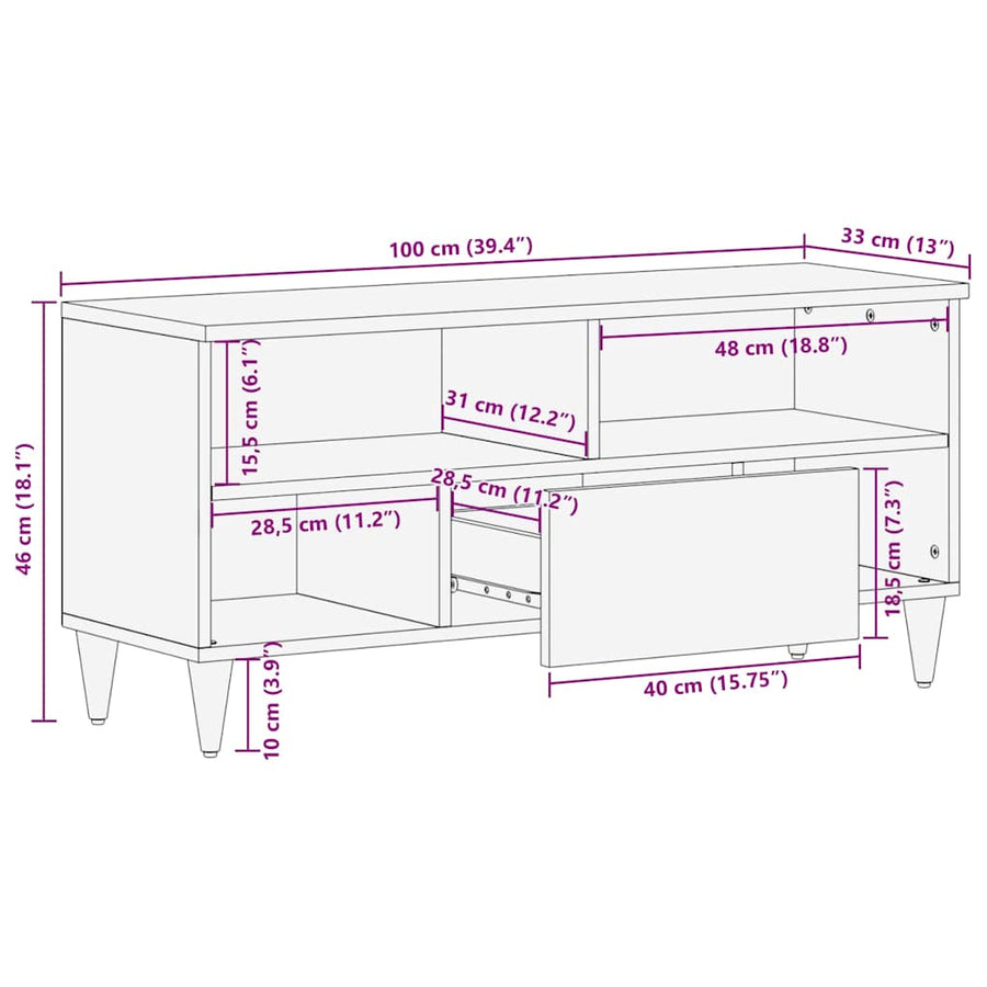TV Eenheden met lade Wit 105 x 33 x 46 cm Bewerkt hout