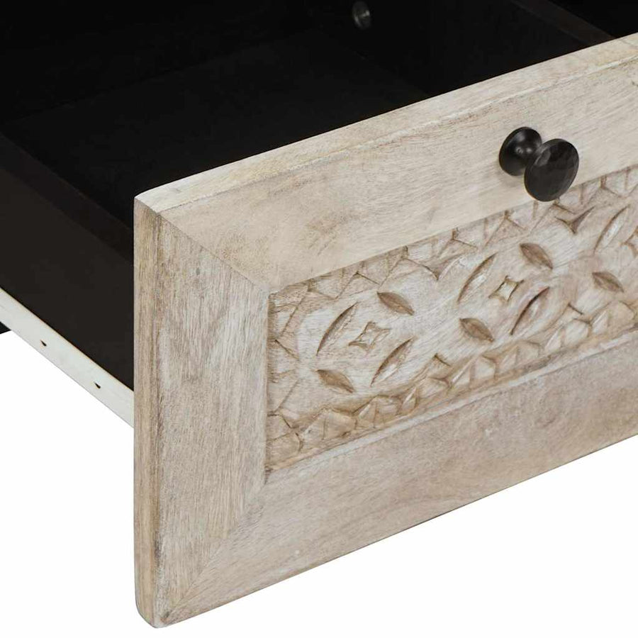 TV-kast met lade Wit 100 x 33 x 46 cm massief mangohout