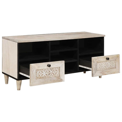 TV-kast met lade Wit 100 x 33 x 46 cm massief mangohout