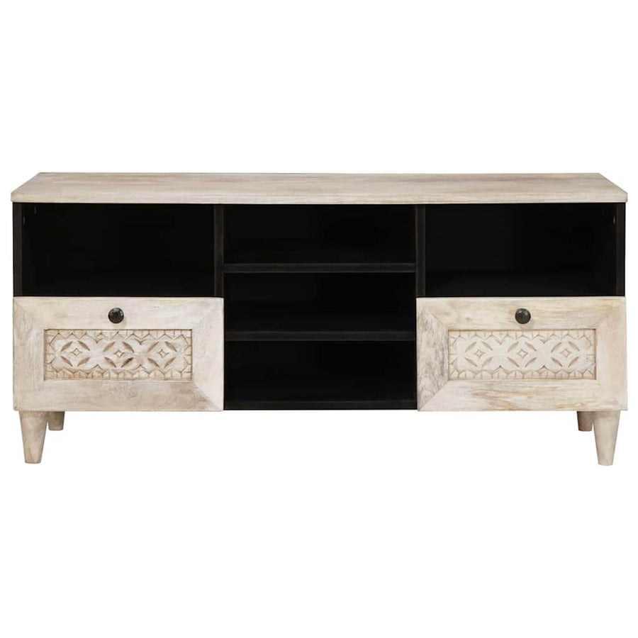 TV-kast met lade Wit 100 x 33 x 46 cm massief mangohout