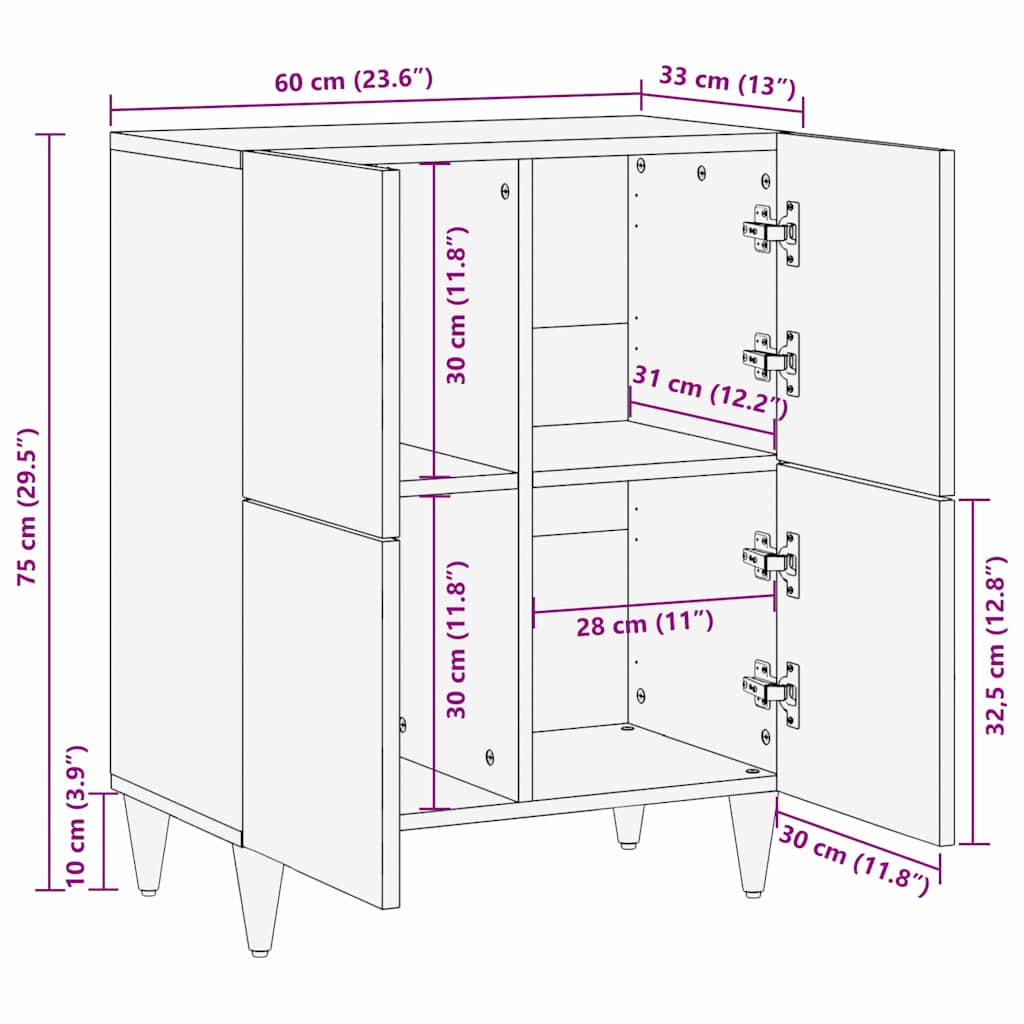 Dressoir Wit 33.5 x 60 x 75 cm