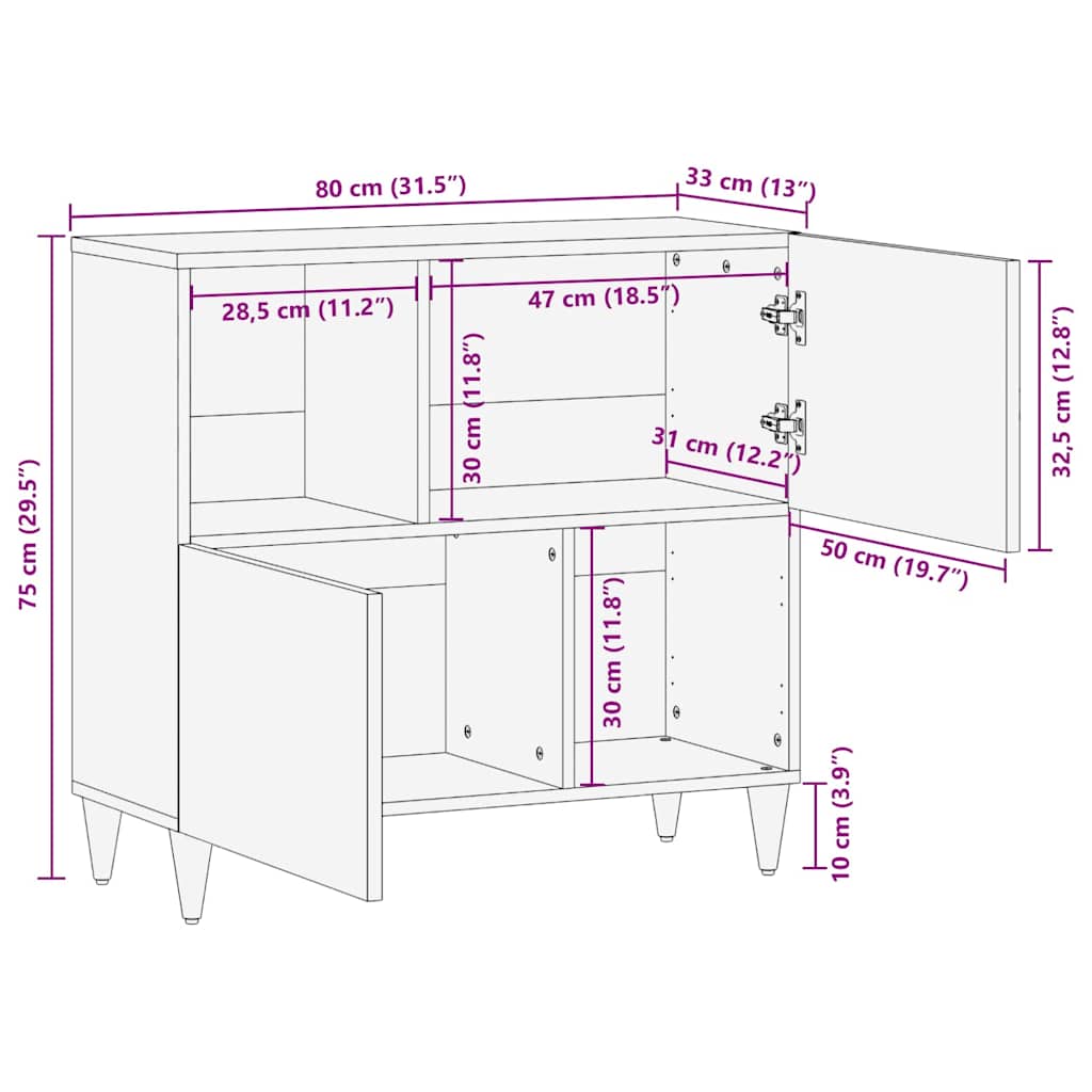 Dressoir Wit Massief mango-hout en samengesteld hout