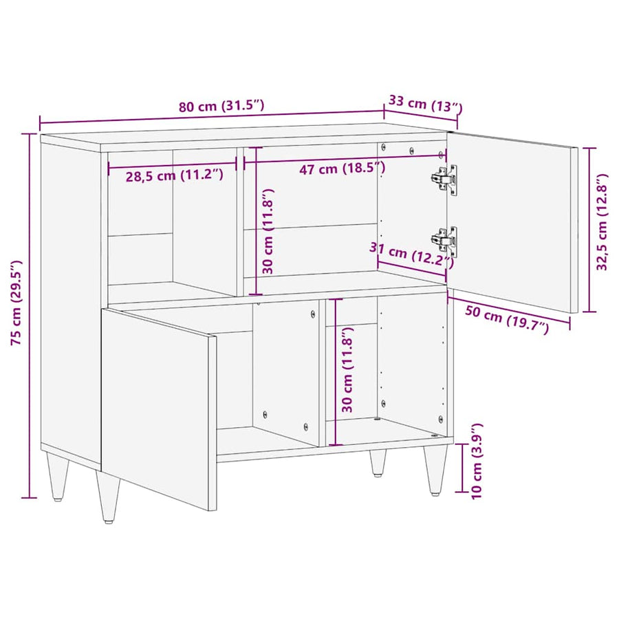 Dressoir Wit Massief mango-hout en samengesteld hout