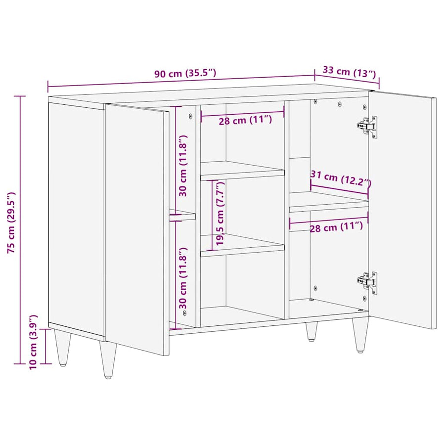 Dressoir Wit 33.5 x 90 x 75 cm