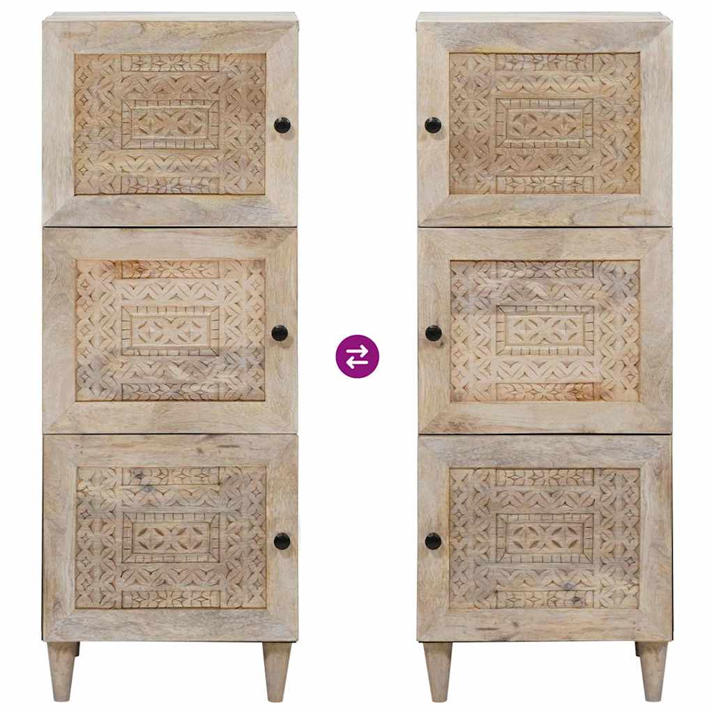 Highboard met plank Wit 40 x 33 x 110 cm massief mangohout