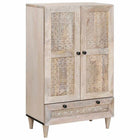 Highboard with drawer White 60 x 33 x 100 cm solid mango wood
