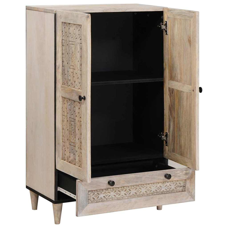 Highboard met lade Wit 60 x 33 x 100 cm massief mangohout